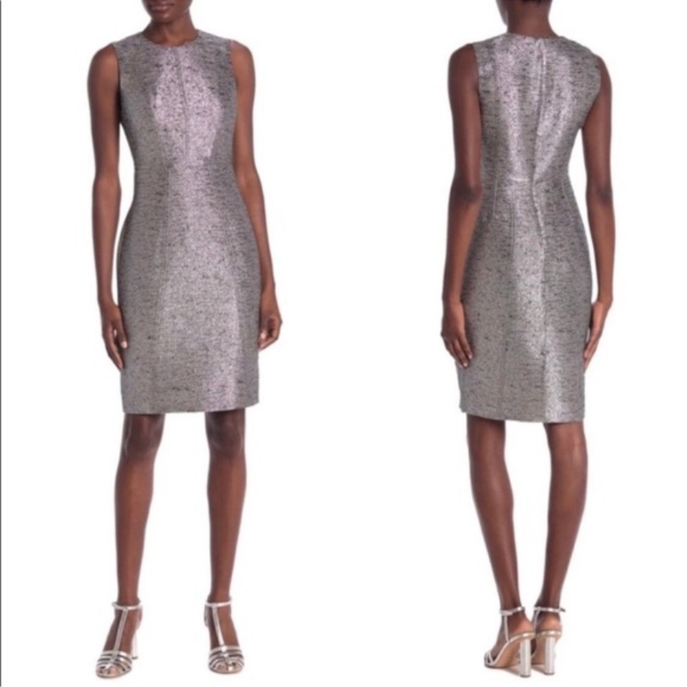 Diane von Furstenberg Calliope sleeveless sheath dress in silver Sz 2